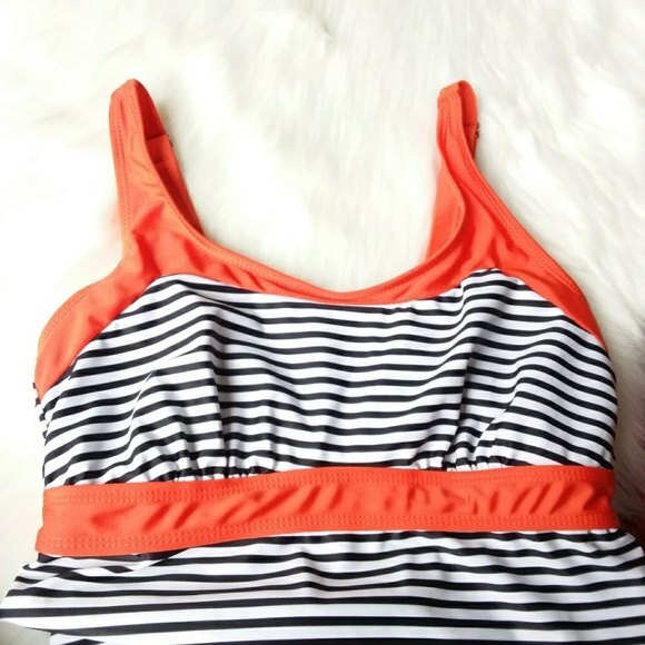 Black & White Orange Trim Modest Swim Set Sz M - Picture 4 of 8